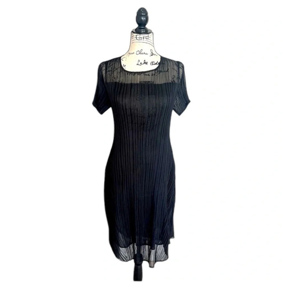 Alquema Dresses & Skirts - NWOT ALQUEMA Black Midi Dress Bohemian Casual Satin Women’s 8